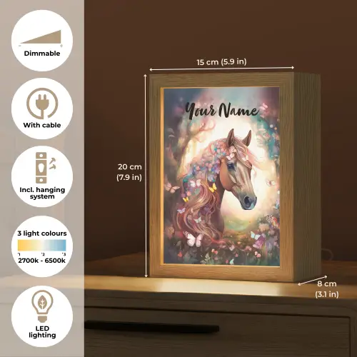 Paard - Natuur - Bloemen - Vlinders - Bos Light Box met kabel (Kinderlampje) klein -USP_EN