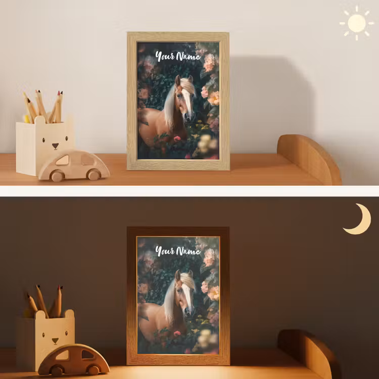 Paard - Natuur - Bloemen - Bos - Dieren Light Box met kabel (Kinderlampje) klein -sfeer3_kind