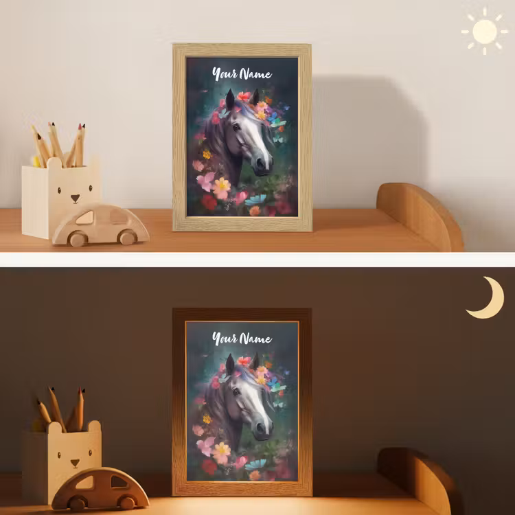 Paard - Natuur - Bloemen - Bos - Dieren Light Box met kabel (Kinderlampje) klein -sfeer3_kind