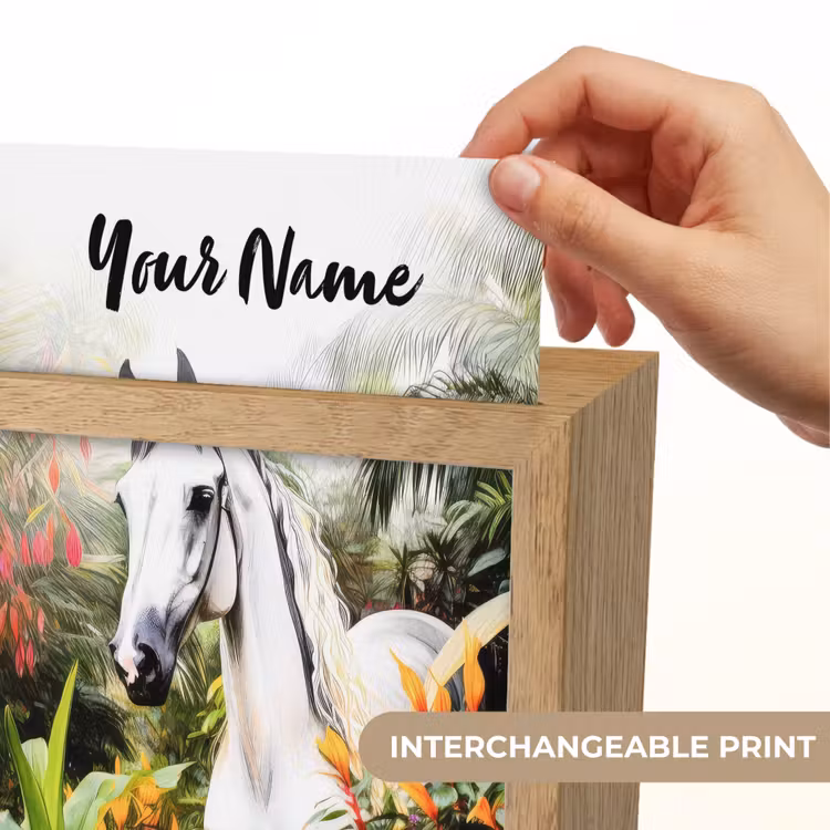 Paard - Wit - Bos - Bloemen - Planten Light Box met kabel (Kinderlampje) klein -USP_websiteprintEN