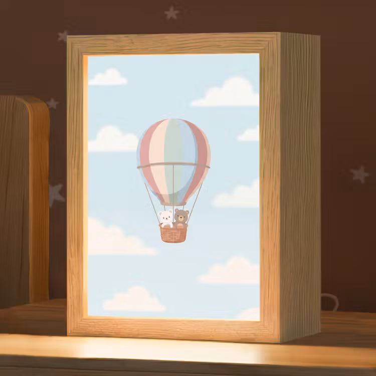 Luchtballon - Beren - Pastel Light Box met kabel (Kinderlampje) klein -zzz_3d_website