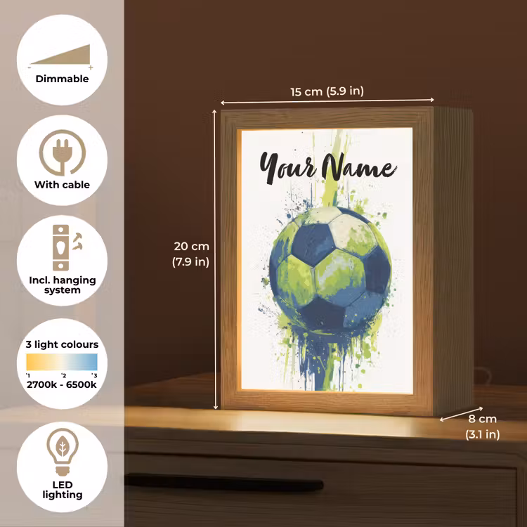 Illustratie - Abstract - Voetbal - Verfspatten Light Box met kabel (Kinderlampje) klein -USP_EN