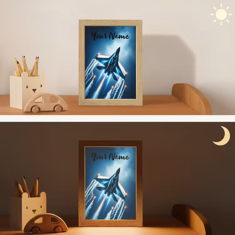 Straaljager - Blauw - Jongens Light Box met kabel (Kinderlampje) klein -sfeer3_kind