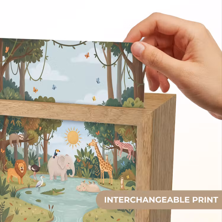 Jungle - Oase - Dieren - Kleurrijk Light Box met kabel (Kinderlampje) klein -USP_websiteprintEN