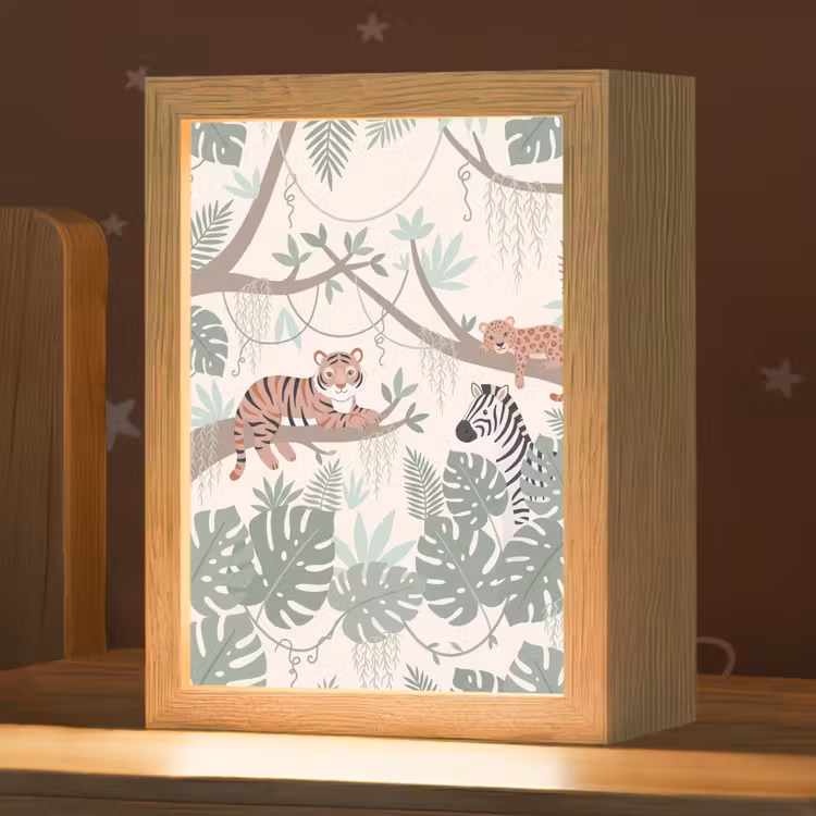 Jungle - Rustiek - Pastel Light Box met kabel (Kinderlampje) klein -zzz_3d_website
