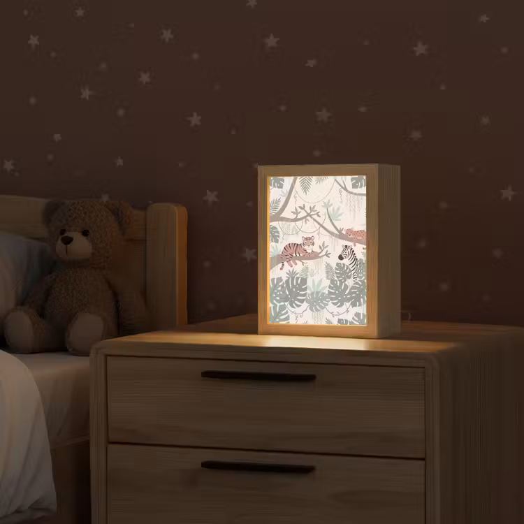 Jungle - Rustiek - Pastel Light Box met kabel (Kinderlampje) klein -sfeer1_kind