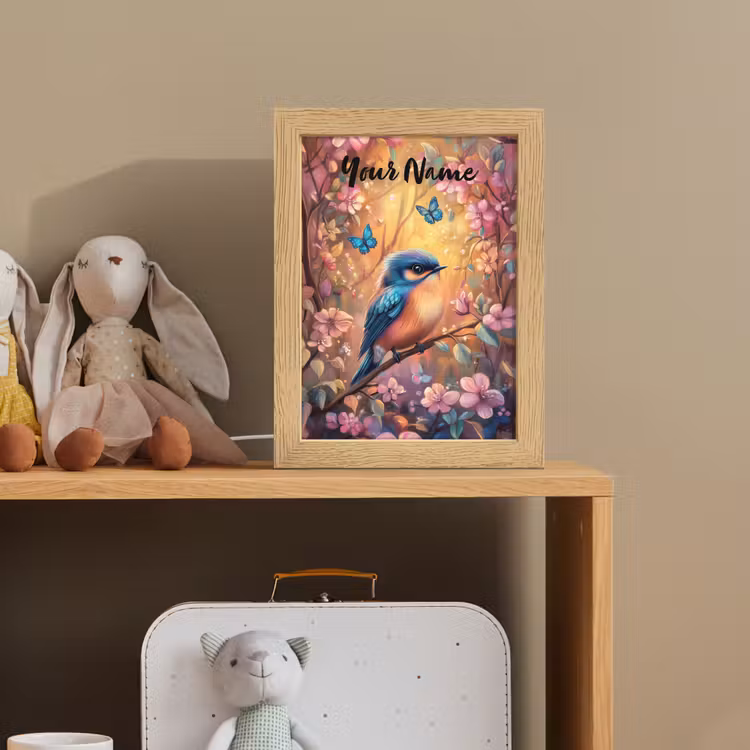 IJsvogel - Sprookjesbos - Roze - Bloemen Light Box met kabel (Kinderlampje) klein -sfeer2_kind
