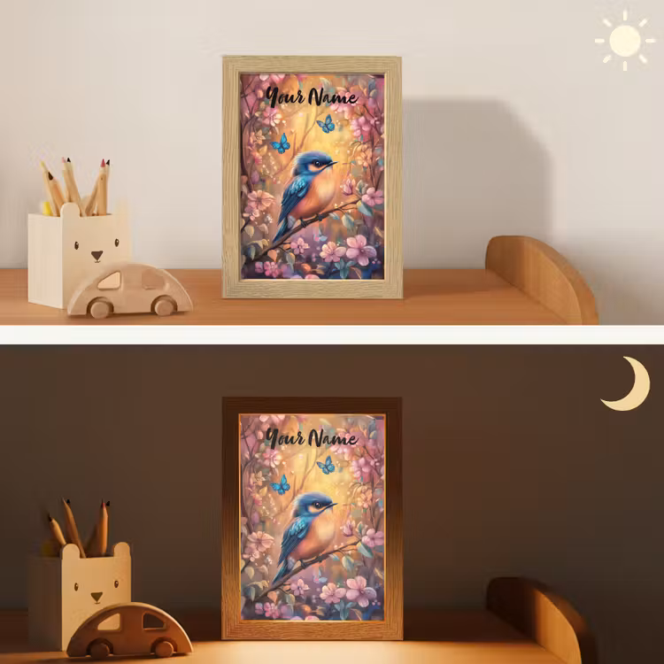 IJsvogel - Sprookjesbos - Roze - Bloemen Light Box met kabel (Kinderlampje) klein -sfeer3_kind
