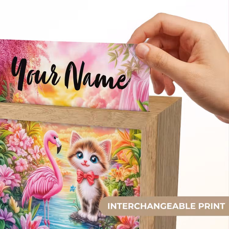 Kitten - Flamingo - Bloemen Light Box met kabel (Kinderlampje) klein -USP_websiteprintEN