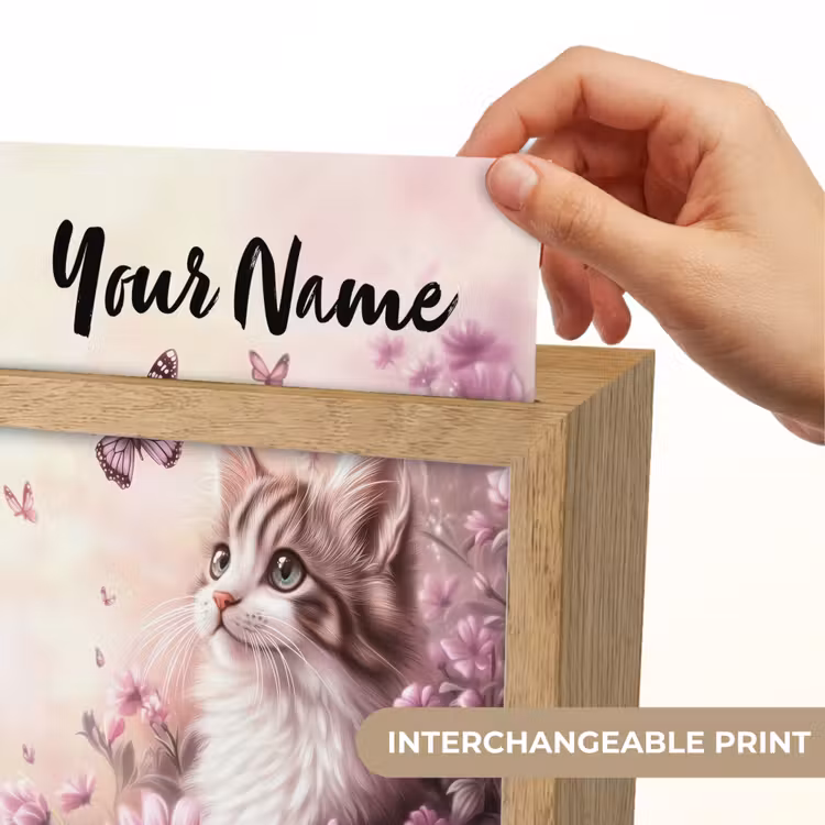 Kitten - Bloemen - Vlinders - Paars Light Box met kabel (Kinderlampje) klein -USP_websiteprintEN