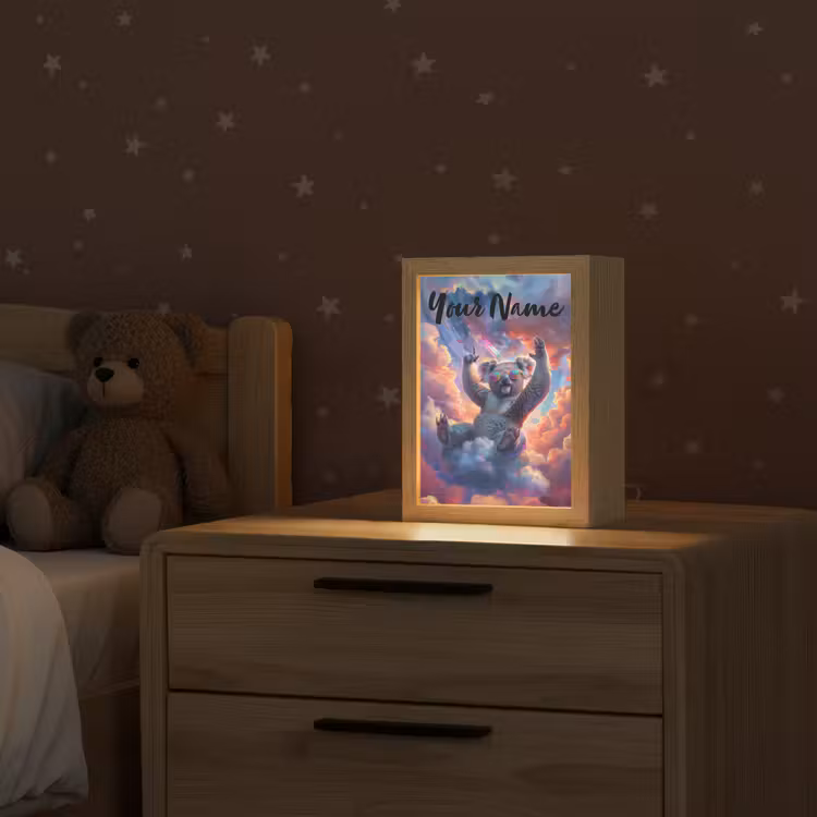 Koala - Dier - Zonnebril - Wolken Light Box met kabel (Kinderlampje) klein -sfeer1_kind
