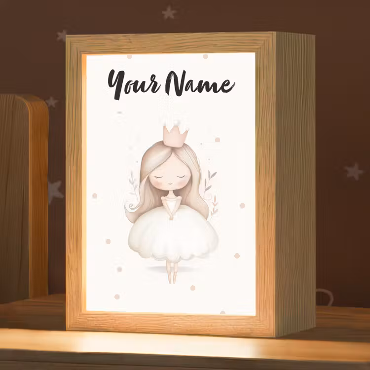 Blaadjes - Ballerina - Stippen - Kroon Light Box met kabel (Kinderlampje) klein -zzz_3d_website