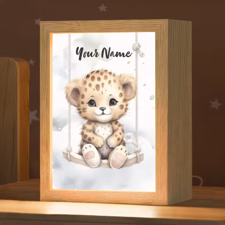 Luipaard - Dier - Kinderen Light Box met kabel (Kinderlampje) klein -zzz_3d_website