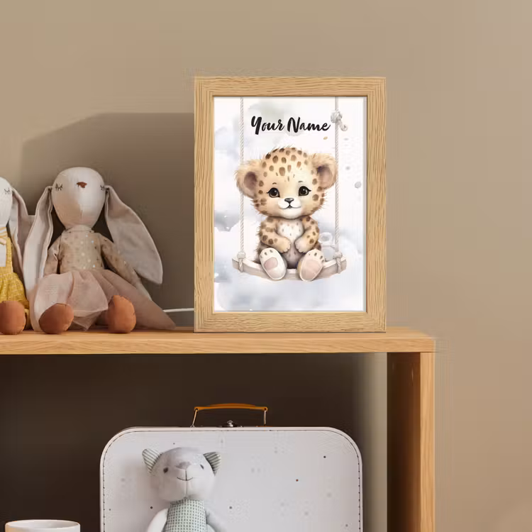 Luipaard - Dier - Kinderen Light Box met kabel (Kinderlampje) klein -sfeer2_kind