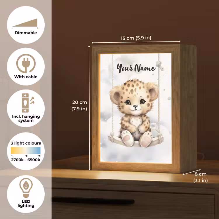 Luipaard - Dier - Kinderen Light Box met kabel (Kinderlampje) klein -USP_EN