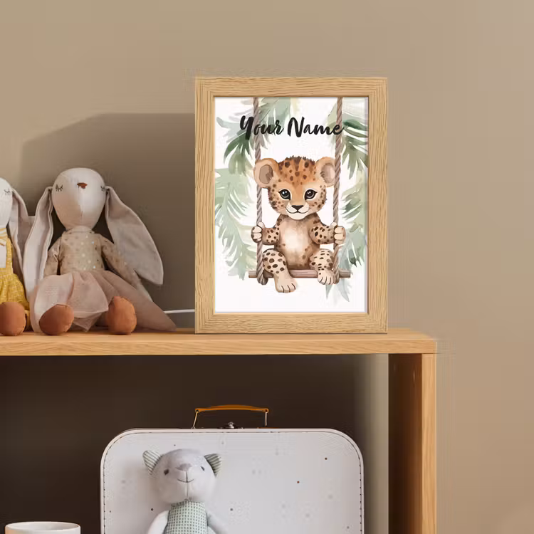 Luipaard - Dier - Kinderen - Jungle Light Box met kabel (Kinderlampje) klein -sfeer2_kind