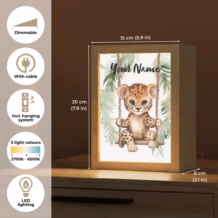 Luipaard - Dier - Kinderen - Jungle Light Box met kabel (Kinderlampje) klein -USP_EN