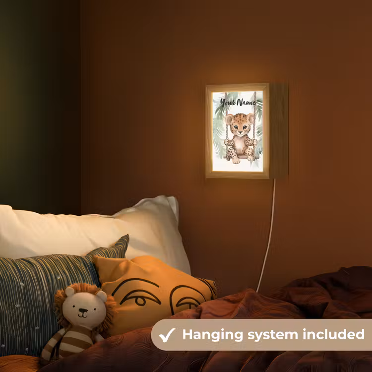 Luipaard - Dier - Kinderen - Jungle Light Box met kabel (Kinderlampje) klein -sfeer5_kind_EN