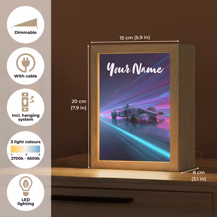 Lichtstralen - Neon - Racewagen - Paars Light Box met kabel (Kinderlampje) klein -USP_EN
