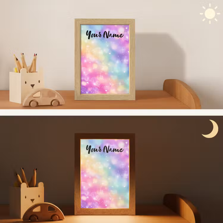 Licht - Regenboog - Hartjes Light Box met kabel (Kinderlampje) klein -sfeer3_kind