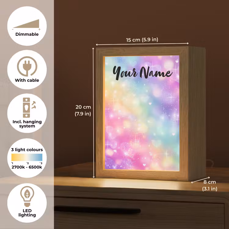 Licht - Regenboog - Hartjes Light Box met kabel (Kinderlampje) klein -USP_EN