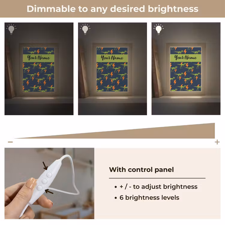Bliksemschichten - Oranje - Dino - Patroon Light Box met kabel (Kinderlampje) klein -USP_dimbaarEN