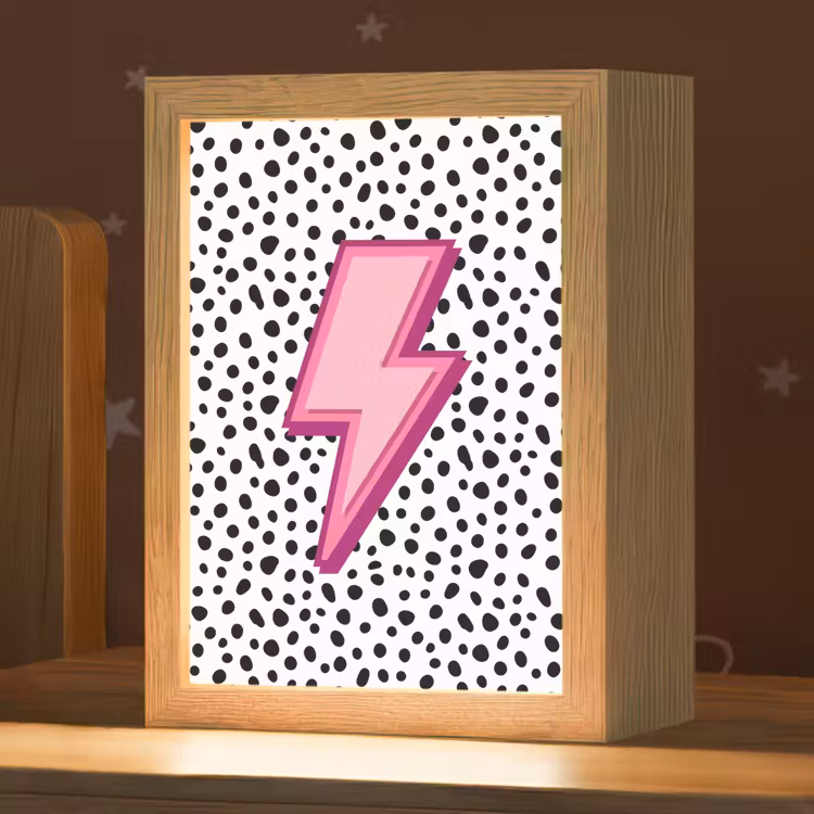 Bliksem - Roze - Stippen Light Box met kabel (Kinderlampje) klein -zzz_3d_website