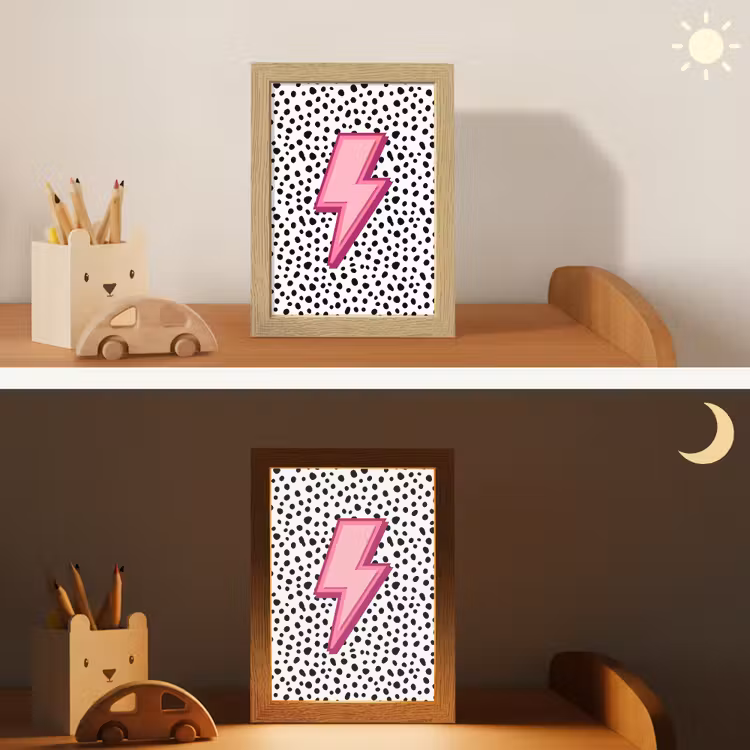 Bliksem - Roze - Stippen Light Box met kabel (Kinderlampje) klein -sfeer3_kind