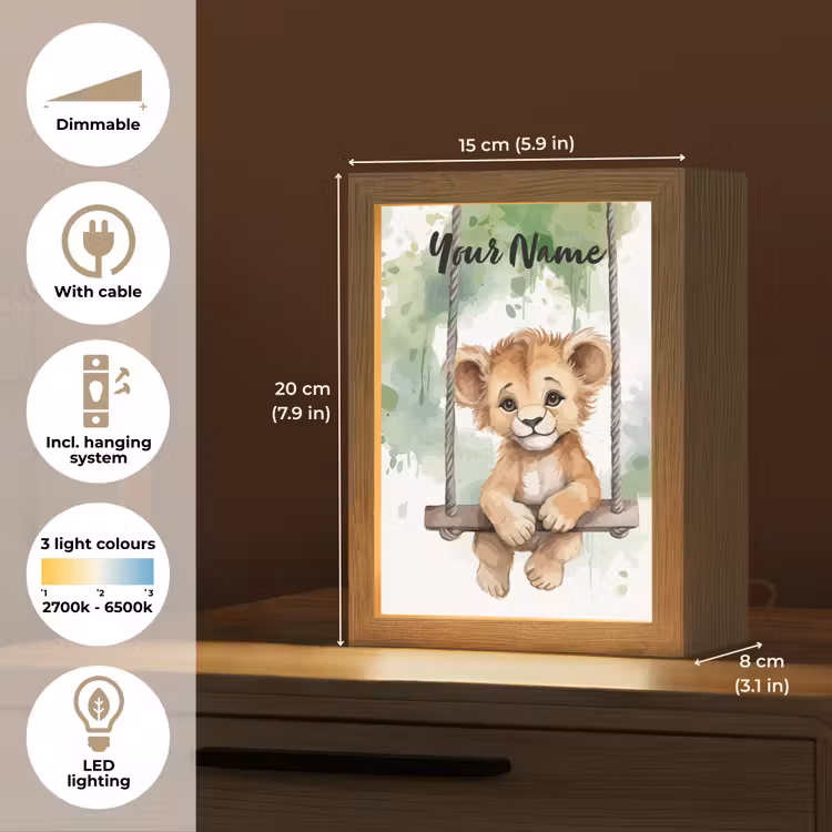 Leeuw - Dier - Kinderen - Jungle Light Box met kabel (Kinderlampje) klein -USP_EN