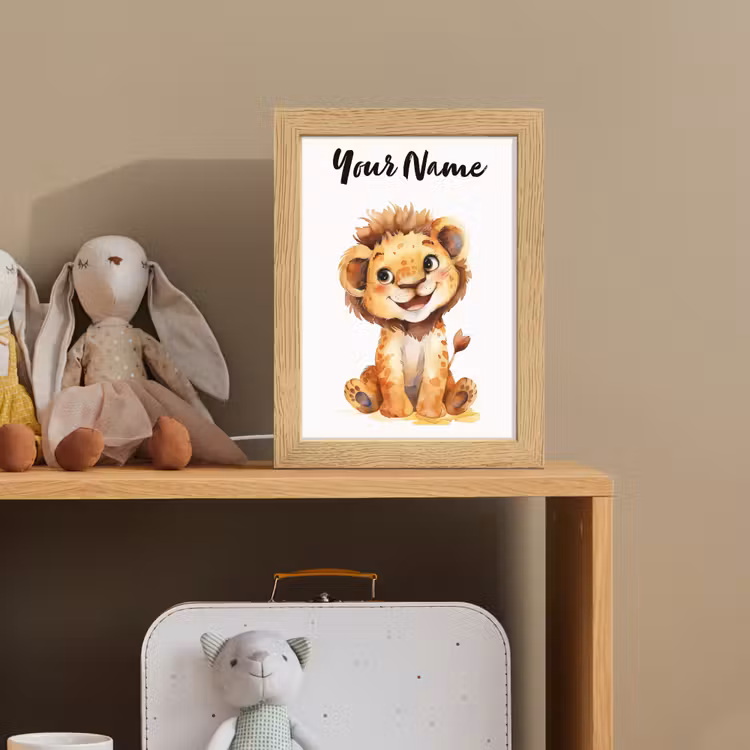 Leeuw - Baby dier Light Box met kabel (Kinderlampje) klein -sfeer2_kind