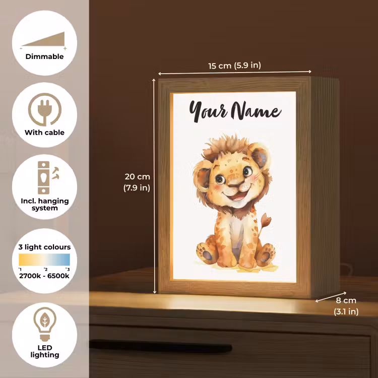Leeuw - Baby dier Light Box met kabel (Kinderlampje) klein -USP_EN