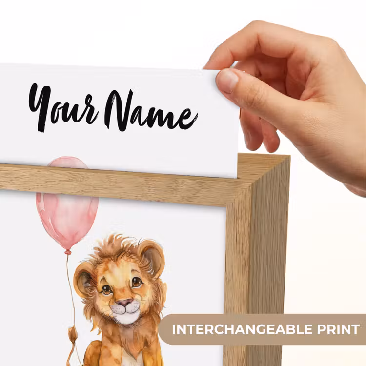 Leeuw - Baby dier - Dieren - Roze ballon Light Box met kabel (Kinderlampje) klein -USP_websiteprintEN