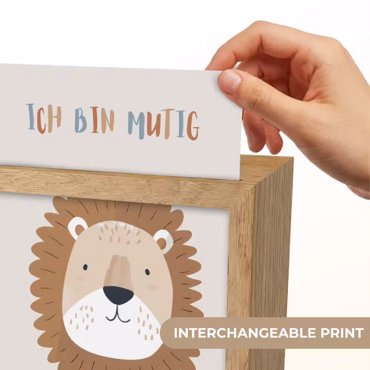 Leeuw - Beige - Dier - Moedig - Quote Light Box met kabel (Kinderlampje) klein -USP_websiteprintEN