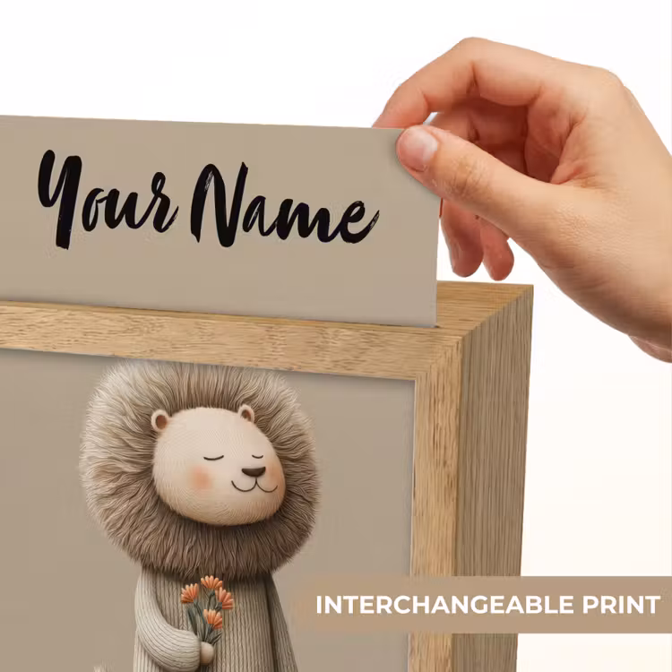 Leeuw - Oranje bloemen - Vriendelijk Light Box met kabel (Kinderlampje) klein -USP_websiteprintEN