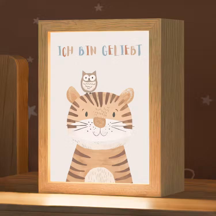 Leeuw - Uil - Beige - Dieren - Quote Light Box met kabel klein -zzz_3d_website