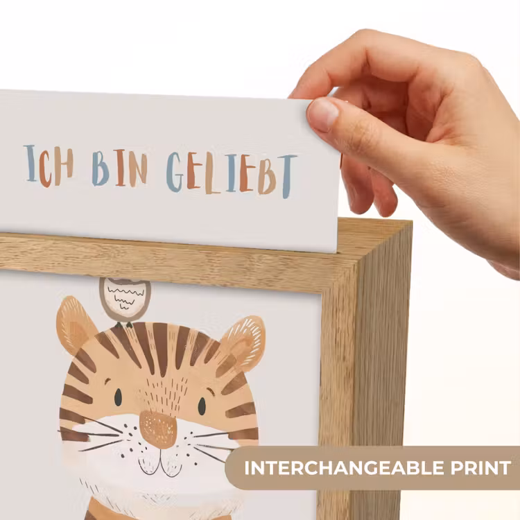 Leeuw - Uil - Beige - Dieren - Quote Light Box met kabel (Kinderlampje) klein -USP_websiteprintEN