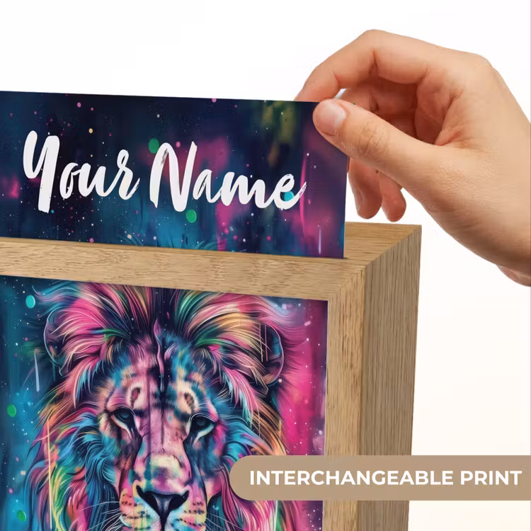 Leeuw - Verf - Kleurrijk - Zwart - Dieren Light Box met kabel (Kinderlampje) klein -USP_websiteprintEN