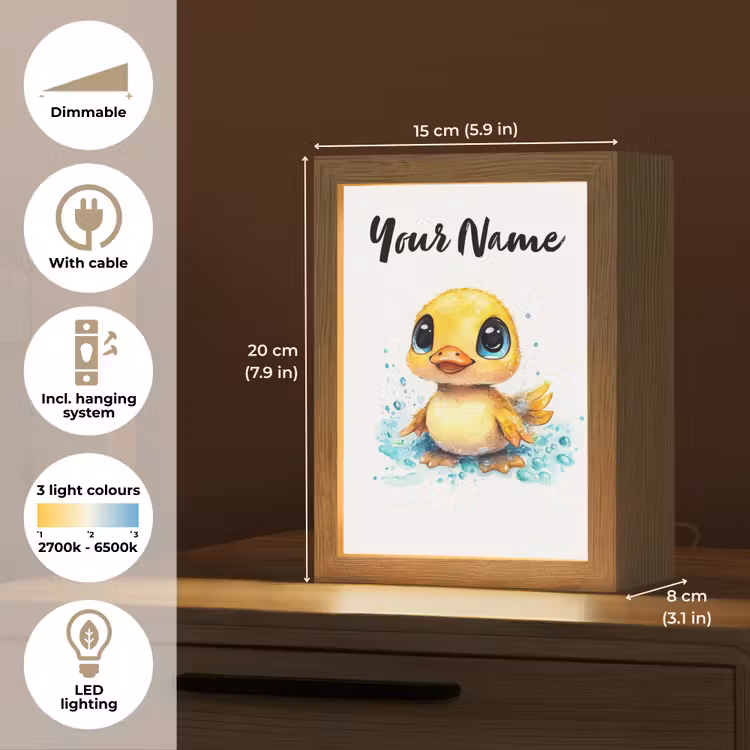 Eendje - Badeend - Geel Light Box met kabel (Kinderlampje) klein -USP_EN