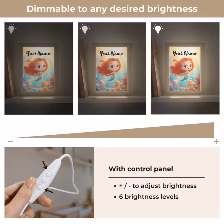 Zeemeermin - Vissen - Koraal Light Box met kabel (Kinderlampje) klein -USP_dimbaarEN