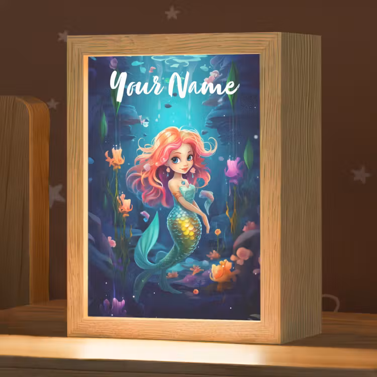 Zeemeermin - Bloemen - Onderwater - Meisjes - Kind Light Box met kabel (Kinderlampje) klein -zzz_3d_website