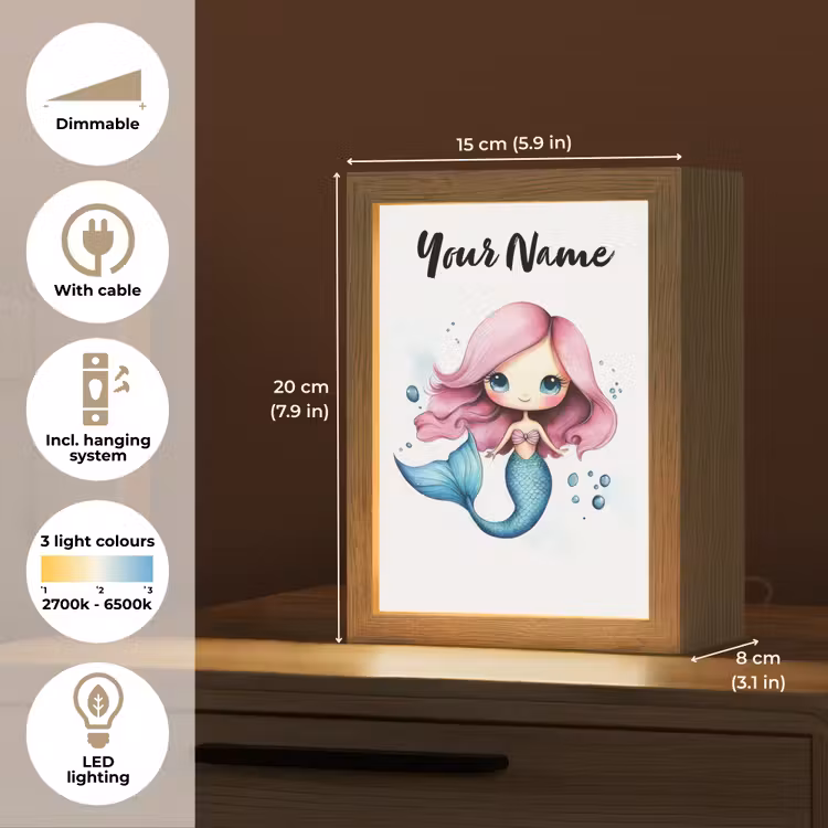 Zeemeermin - Roze Light Box met kabel (Kinderlampje) klein -USP_EN