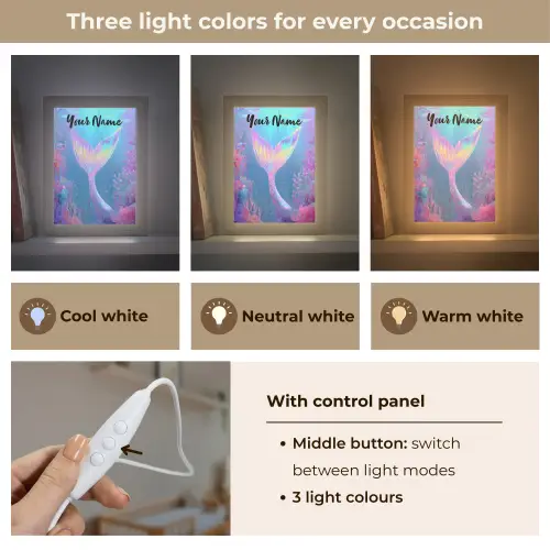 Zeemeerminnenstaart - Koraal - Water Light Box met kabel (Kinderlampje) klein -USP_lichtkleurEN