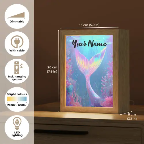 Zeemeerminnenstaart - Koraal - Water Light Box met kabel (Kinderlampje) klein -USP_EN