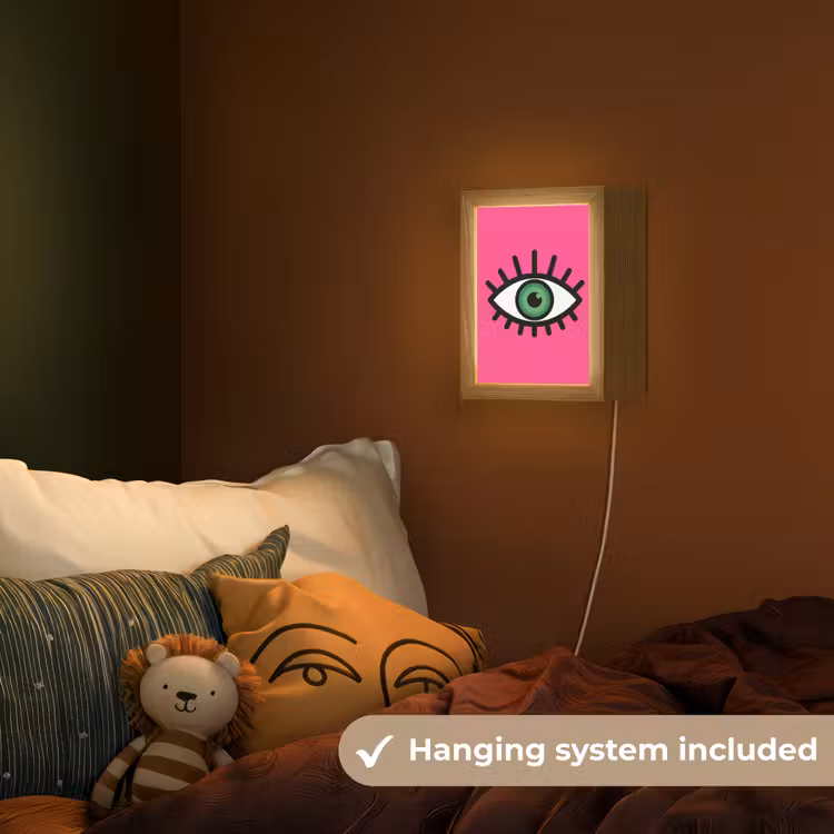 Minimalistisch - Oog - Roze Light Box met kabel (Kinderlampje) klein -sfeer5_kind_EN