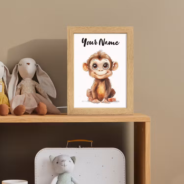 Aap - Baby - Jungle dieren Light Box met kabel (Kinderlampje) klein -sfeer2_kind
