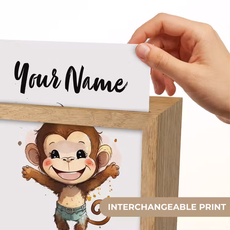 Aap - Bruin - Waterverf - Dieren - Meiden - Jongens Light Box met kabel (Kinderlampje) klein -USP_websiteprintEN