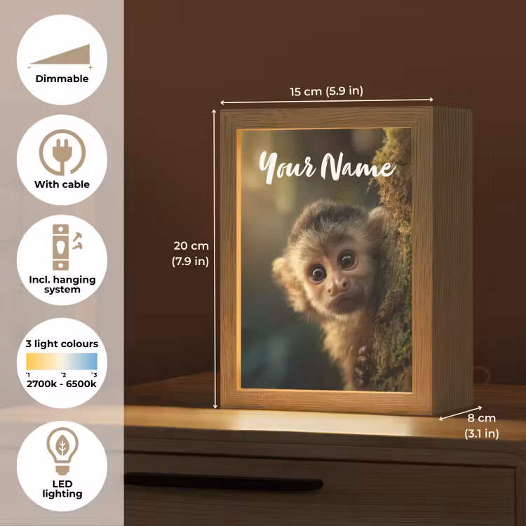 Aap - Boomstronk - Bruin Light Box met kabel (Kinderlampje) klein -USP_EN