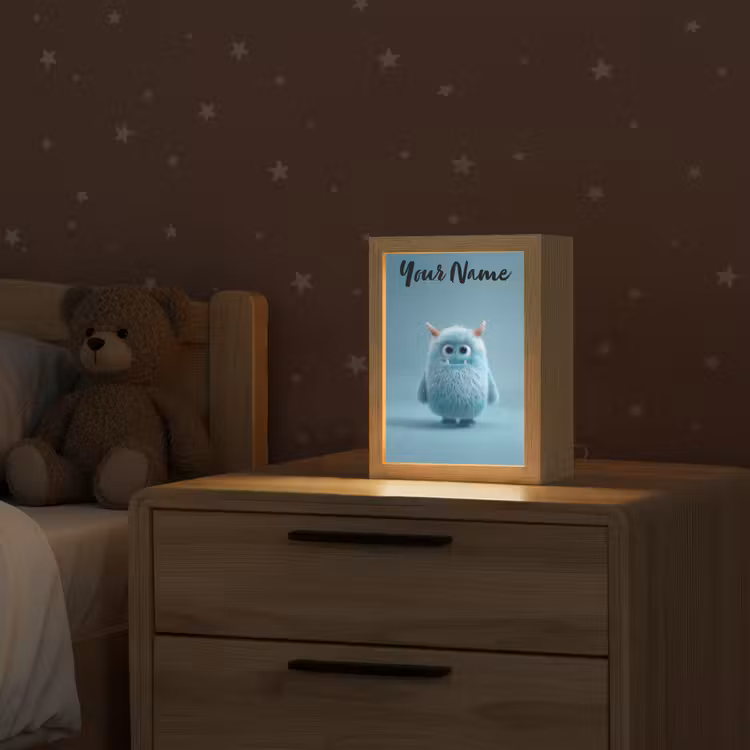 Monster - Blauw Light Box met kabel (Kinderlampje) klein -sfeer1_kind