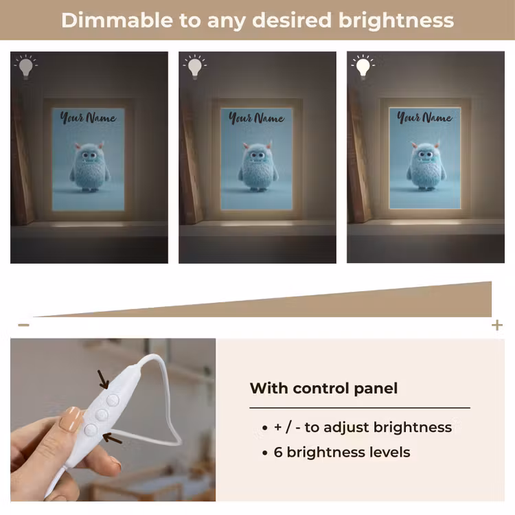 Monster - Blauw Light Box met kabel (Kinderlampje) klein -USP_dimbaarEN