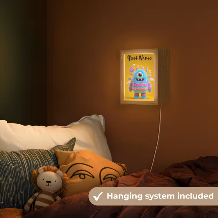 Monster - Snoep - Geel - Kleurrijk Light Box met kabel (Kinderlampje) klein -sfeer5_kind_EN